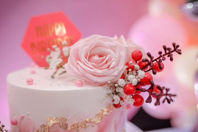 Celebration cake decorated with flowers